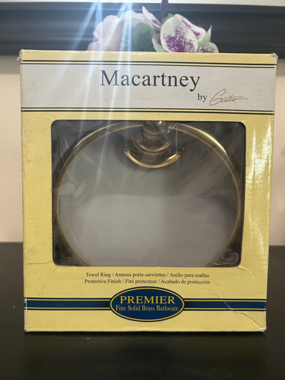 Gatco Macartney Towel Ring in Polished Gold